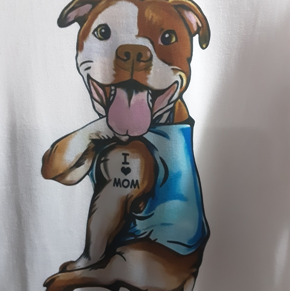 I LOVE MOM WHITE TATTOOED DOG  T-SHIRT L/XL - Picture 2 of 2